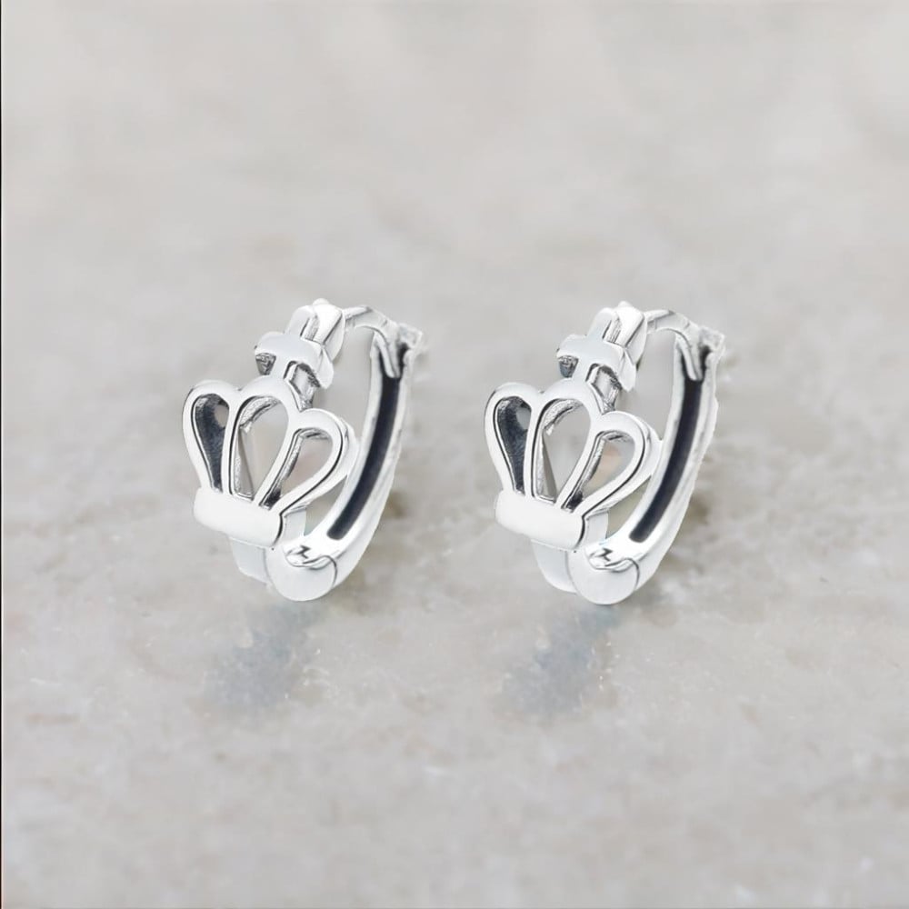 Pendientes de plata para hombre y mujer, criollas corona cruz