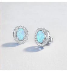 Herren-Ohrstecker aus Silber mit Opal-Zirkonium-Stein
