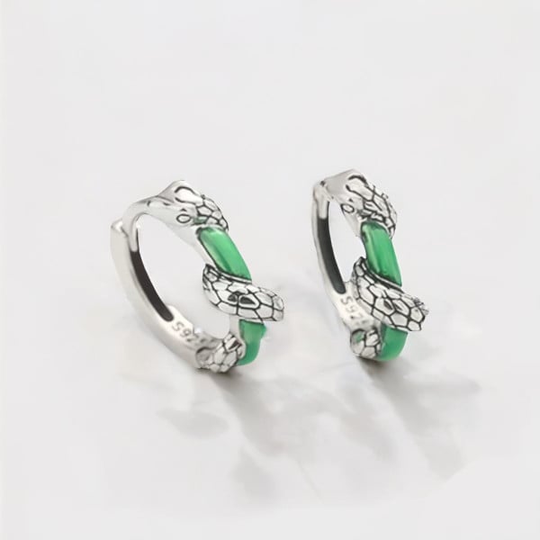 Pendientes aro serpiente plata