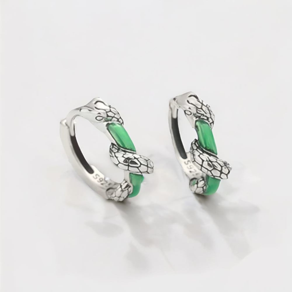 Boucles d'oreille argent creoles serpent