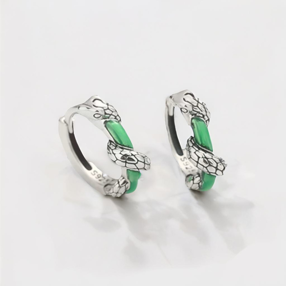 Sterling Silver snake hoop earrings