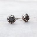 Men's Sterling Silver Black Onyx Stone Earrings