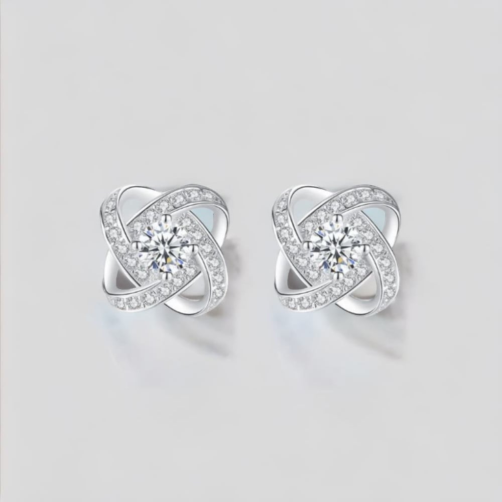 Boucles d'oreilles clous noeud celtique argent zirconium