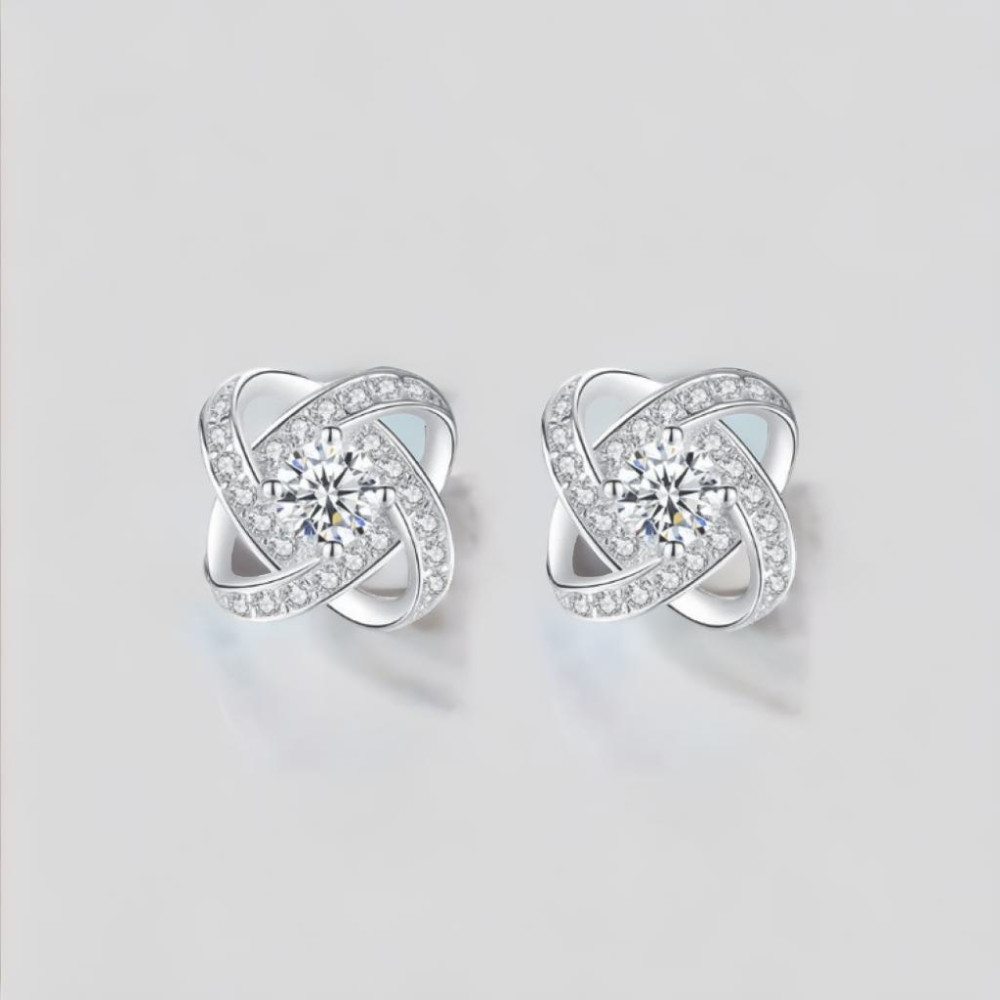 Sterling Silver zirconium Celtic knot stud earrings