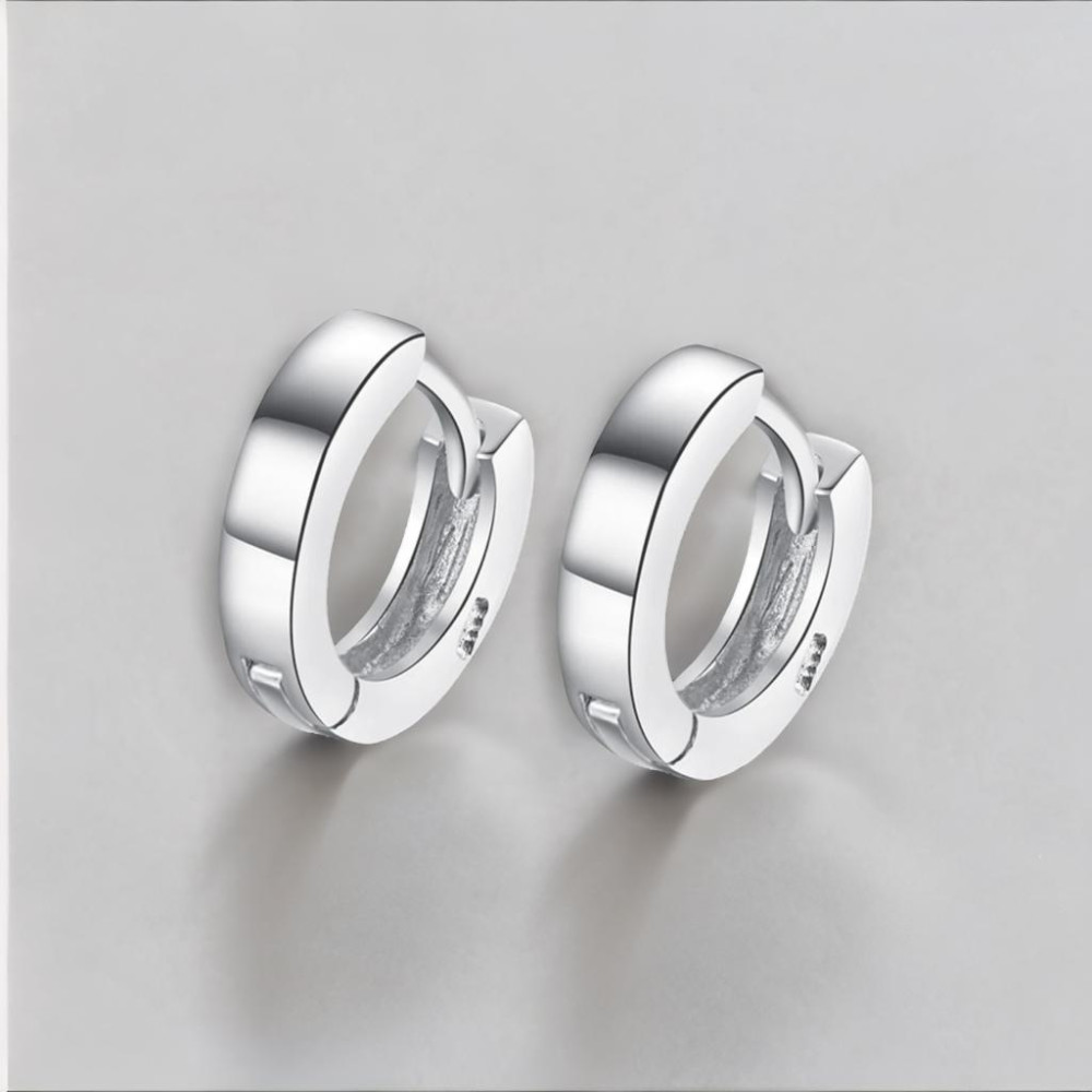 Silver rhodium plate hoop earrings for men and women