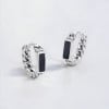 Pendientes aros plata resina negra
