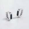 Silver black resin hoop earrings