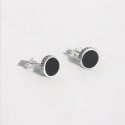 Boucles d'oreilles clous argent grecque resine noire homme femme
