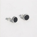 Boucles d'oreilles clous argent grecque resine noire homme femme