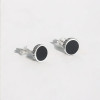 Boucles d'oreilles clous argent grecque resine noire homme femme