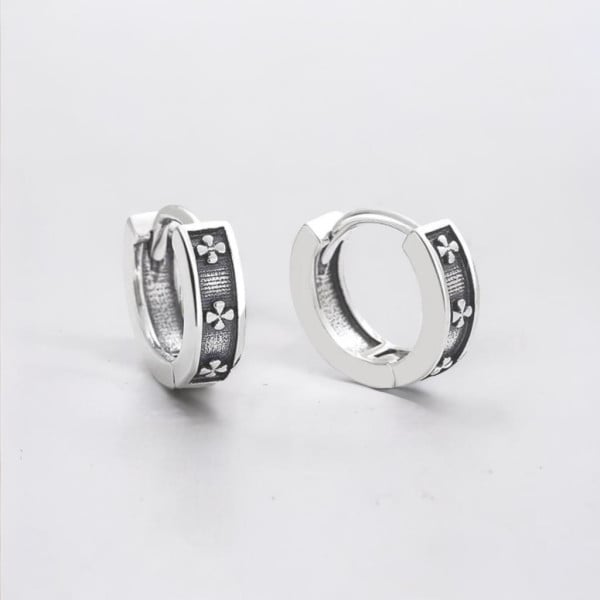 Boucles d'oreille argent creoles trefle 4 feuilles