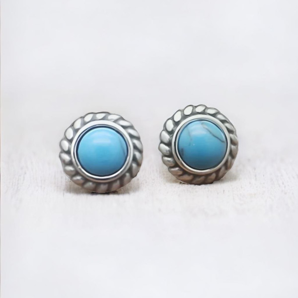 Zilveren herenoorknopjes met turquoise steen