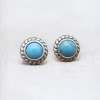 Men's silver stud earrings with turquoise stone