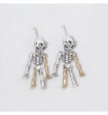 Men's sterling silver skeleton earrings