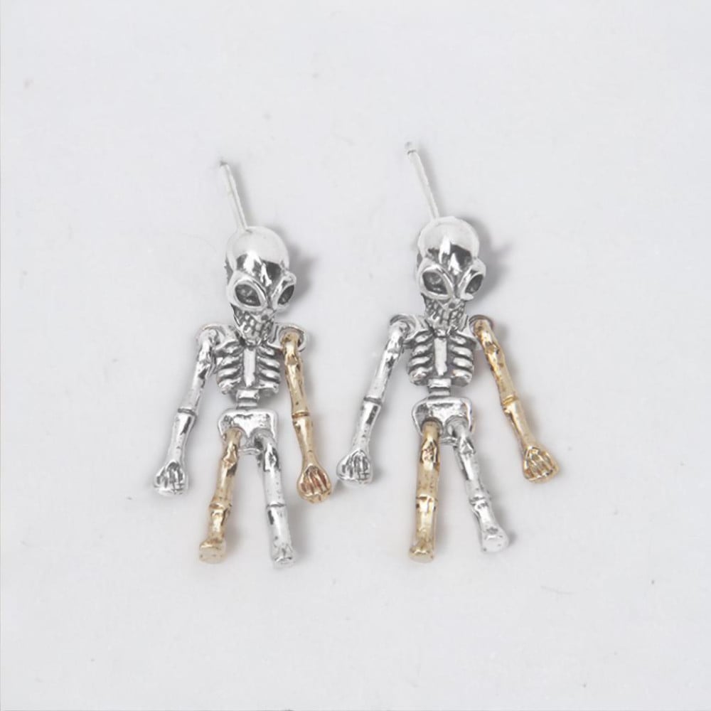 Men's sterling silver skeleton earrings