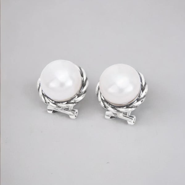 Boucles d'oreilles clous argent perles eau douce