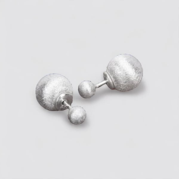 Boucles d'oreilles argent clous boules finition brossee