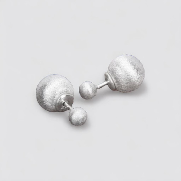 Sterling Silver stud earrings with brushed finish balls