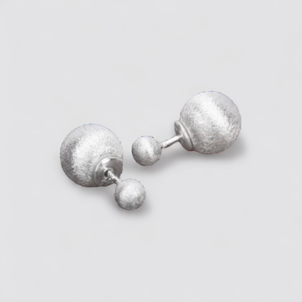 Boucles d'oreilles argent clous boules finition brossee