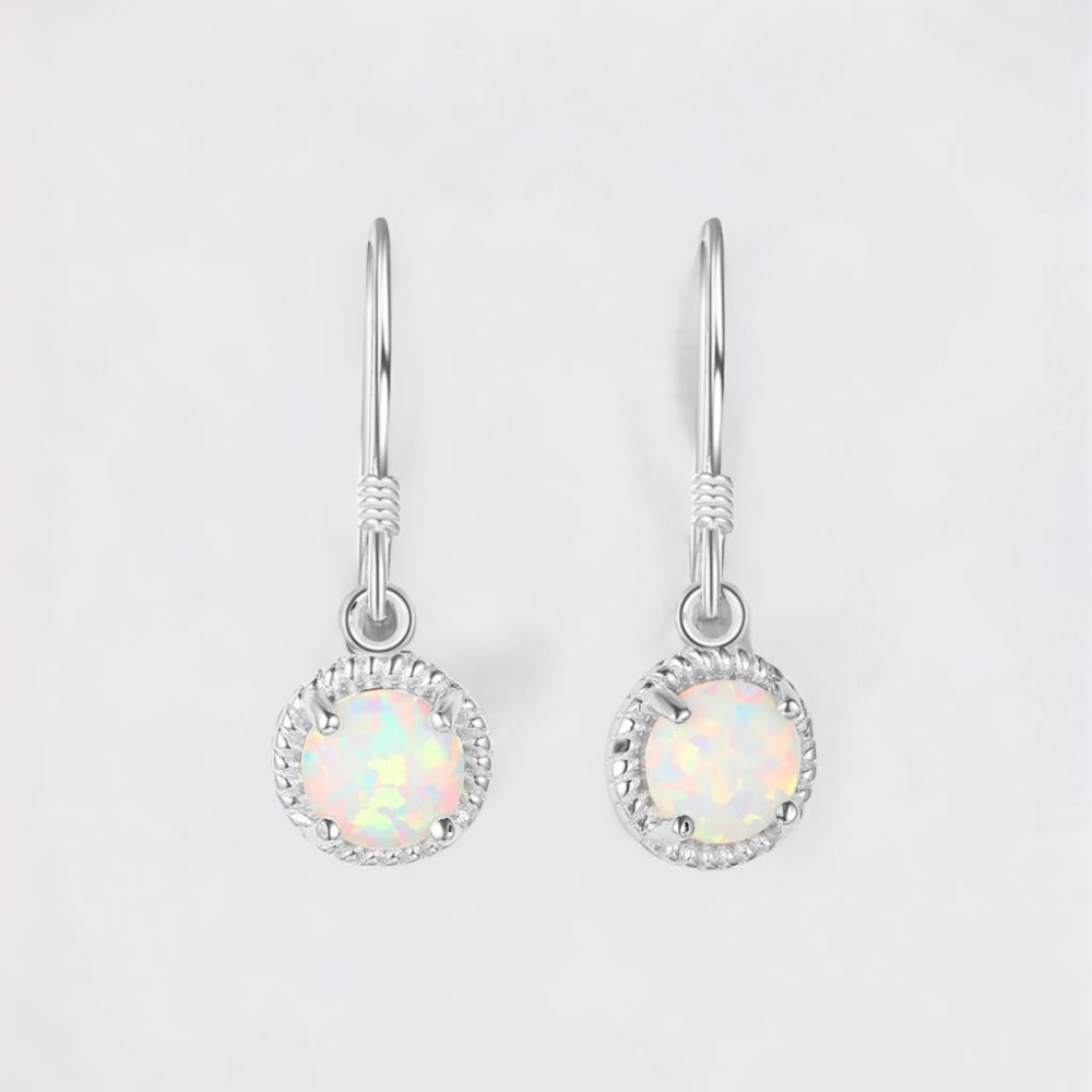 Boucles d'oreilles argent plaque rhodium opale