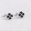 925 silver stud earrings with black four-leaf clover