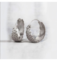 Women's silver hammered creole earrings