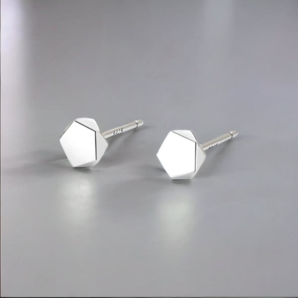 Boucles d'oreilles clous argent 925 hexagone
