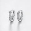 Rhodium Plated Sterling Silver Cubic Zirconia Inlay Hoop Earrings