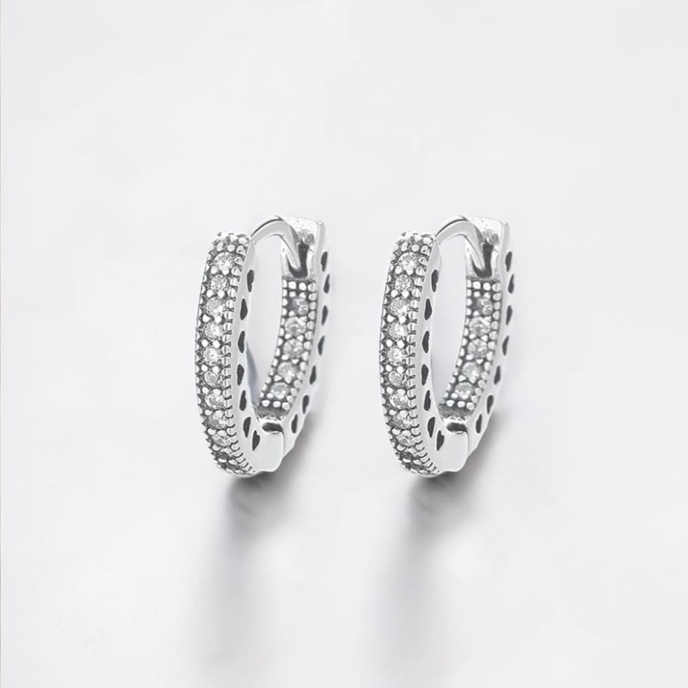 Boucles d'oreilles creoles Argent pavage zirconium