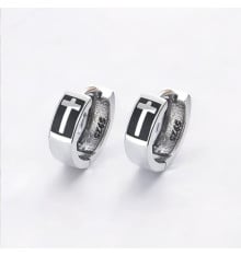 Boucles d'oreilles homme creoles argent croix