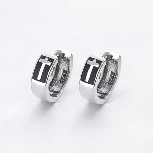 Pendientes cruz criolla plata hombre
