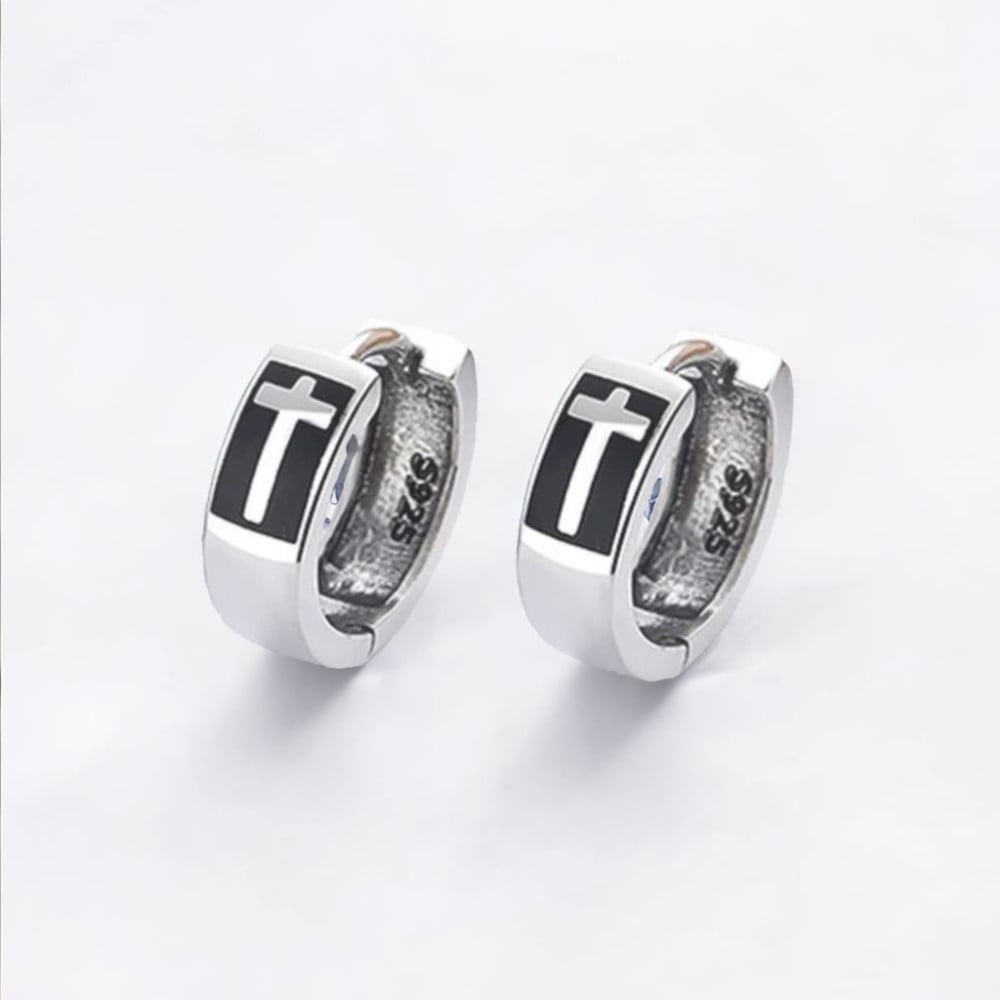 Pendientes cruz criolla plata hombre