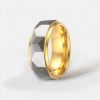 Bague homme multifacette tungstene noir a graver