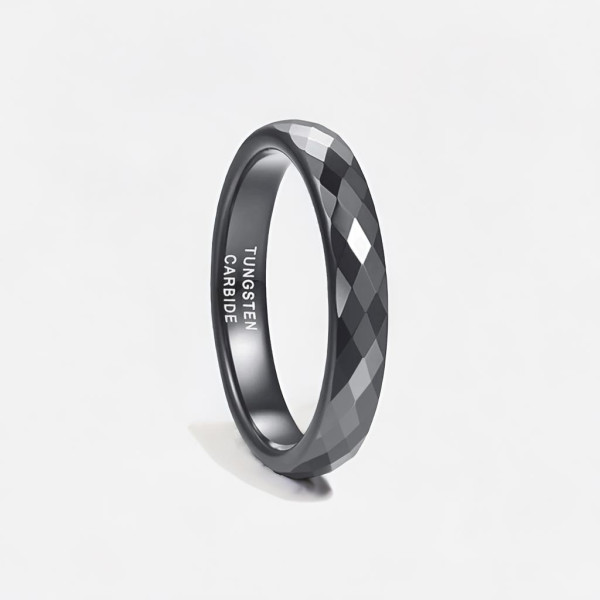 Personalisierter Ring Alliance Wolframring mit facettierter Goldplatte