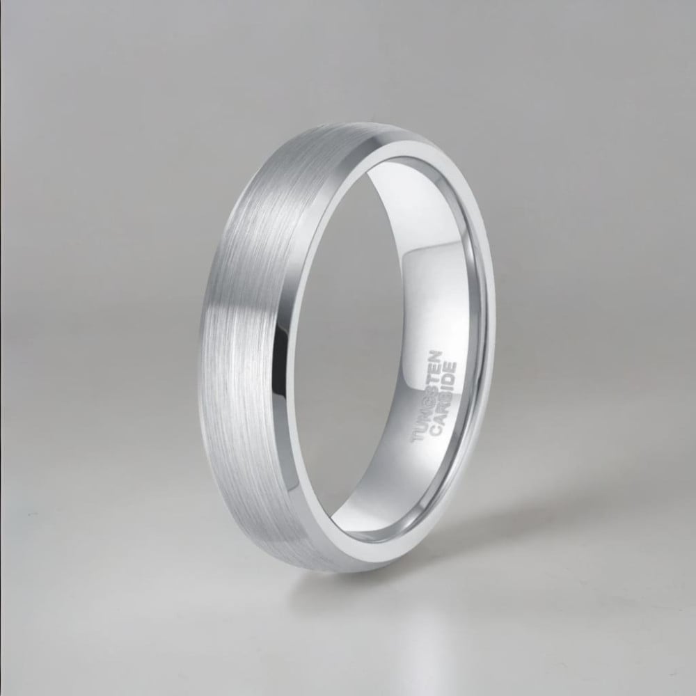 6mm Bague personnalisee homme alliance tungstene dome brosse
