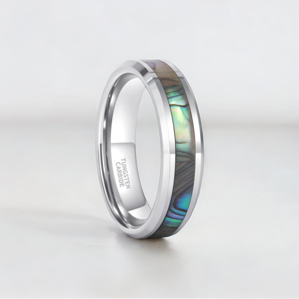 Bague mariage personnalisee homme tungstene nacre abalone