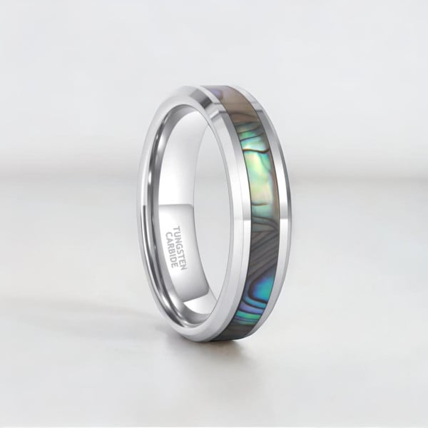 Bague mariage personnalisee homme tungstene nacre abalone