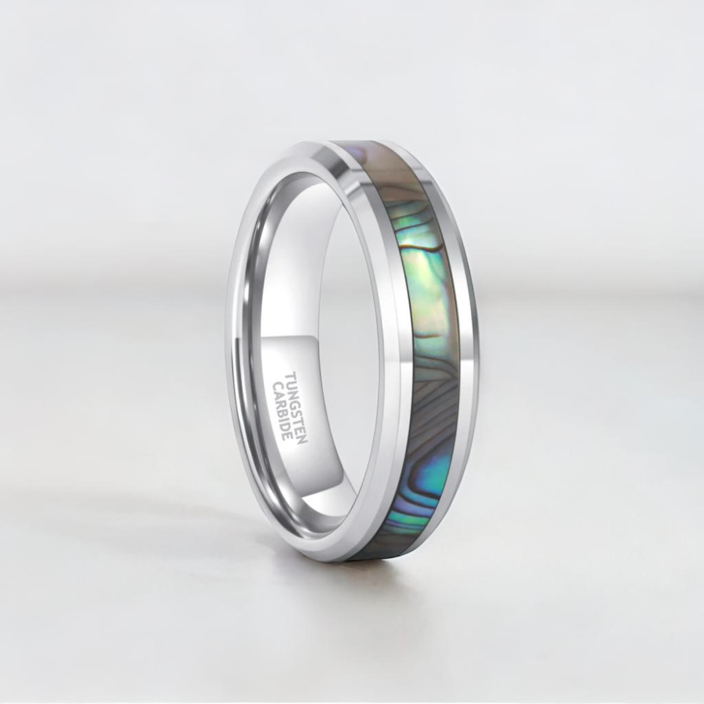 Bague mariage personnalisee homme tungstene nacre abalone