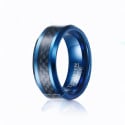 Men's customizable carbon fiber blue tungsten ring
