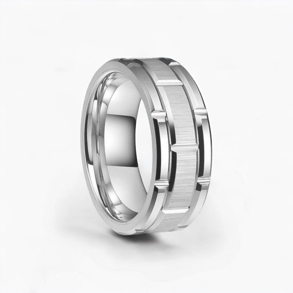 Bague homme anneau tungstene rainure rouage personnalisable