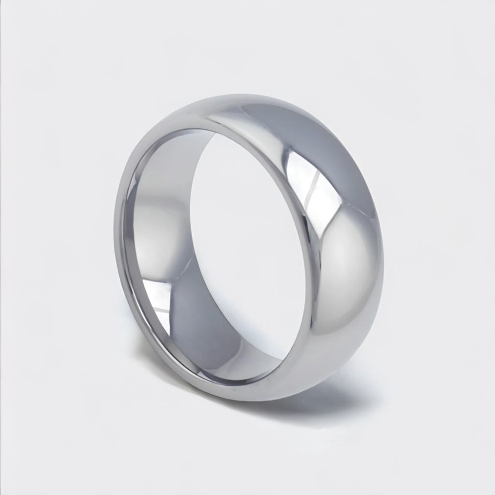 Personalized dome tungsten wedding ring