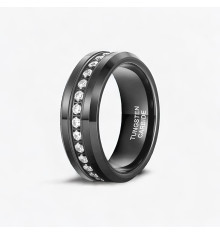 Tungsten wedding ring zirconium mirror finish customizable alliance