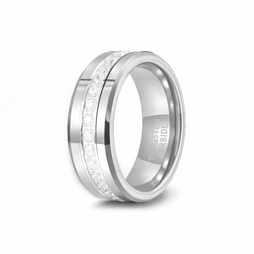 Bague mariage tungstene zirconium finition miroir alliance personnalisable