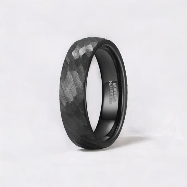 8mm Bague mariage homme tungstene martelee personnalisable