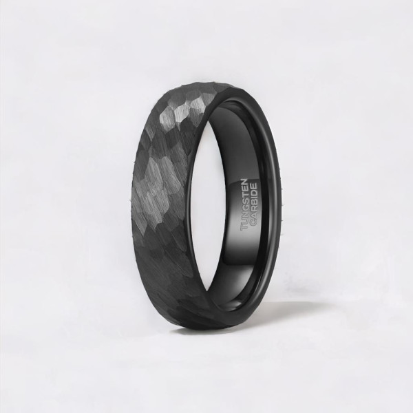 Customizable hammered tungsten men's wedding ring