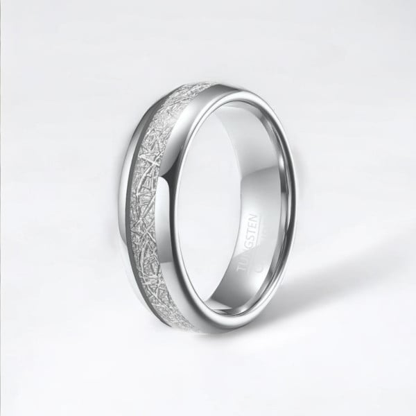 Bague mariage personnalisee alliance dome tungstene fibre blanche