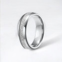Personalized wedding ring alliance dome tungsten white fiber