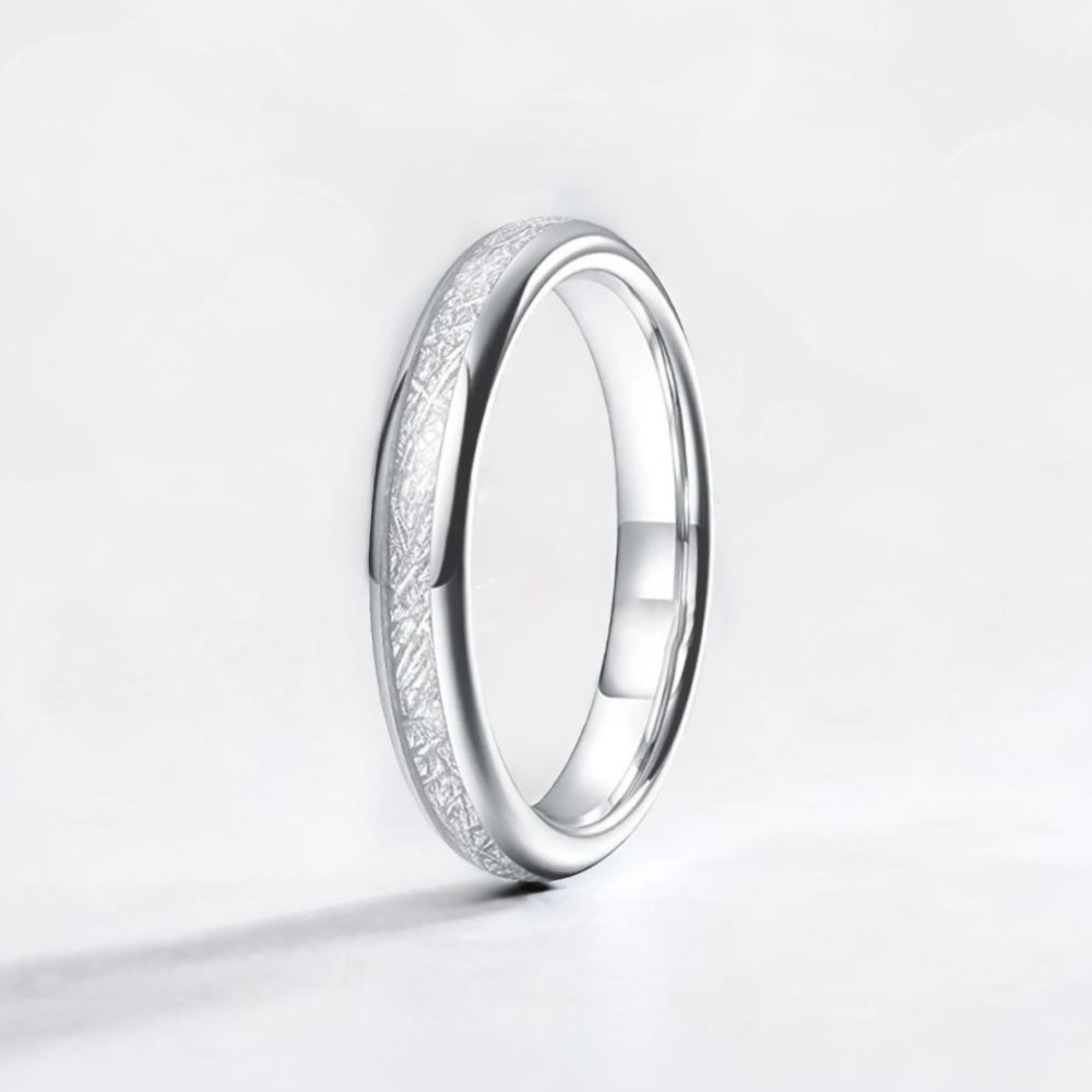 Bague mariage personnalisee alliance dome tungstene fibre blanche