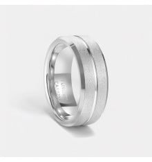 Fede nuziale in tungsteno scanalata e sabbiata personalizzabile