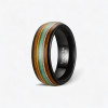 Anello personalizzato da uomo in legno opale di tungsteno